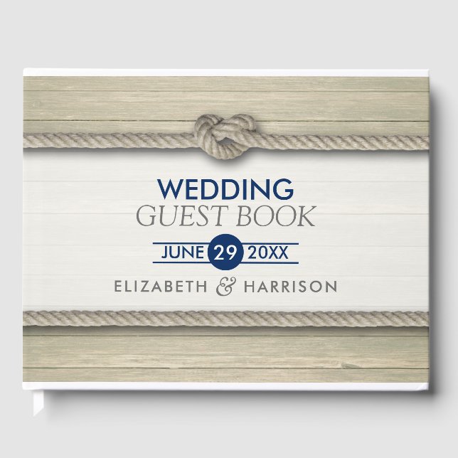 Tying The Knot Rustic Beach Wedding Guest Book (Front)