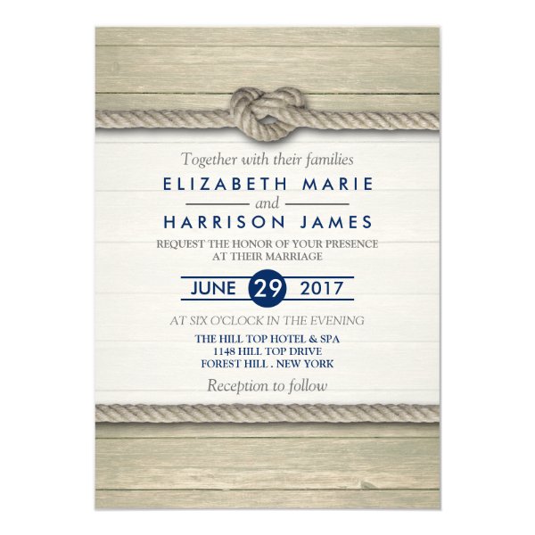 Tying The Knot Rustic Beach Wedding Invitation