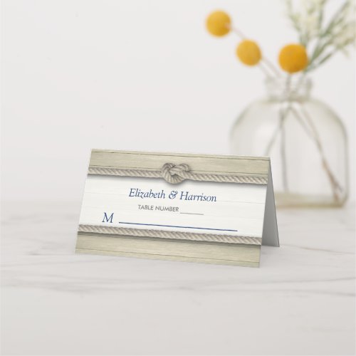 Tying The Knot Rustic Beach Wedding Place Card