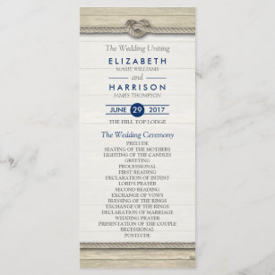 Tying The Knot Rustic Beach Wedding Program