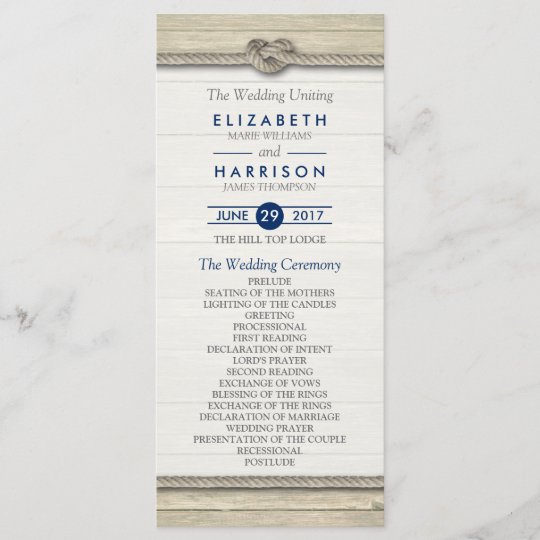 Tying The Knot Rustic Beach Wedding Program Zazzle Com