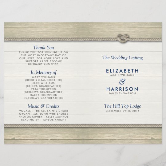 Tying The Knot Rustic Beach Wedding Program Zazzle Com