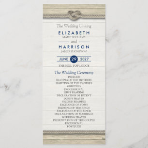 Tying The Knot Rustic Beach Wedding Program