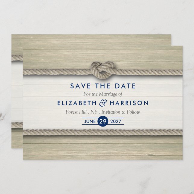 Tying The Knot Rustic Beach Wedding Save The Date  (Front/Back)
