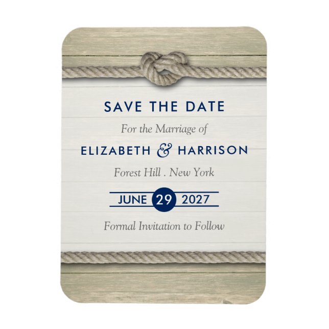 Tying The Knot Rustic Beach Wedding Save The Date Magnet (Vertical)