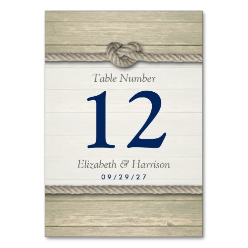 Tying The Knot Rustic Beach Wedding Table Number