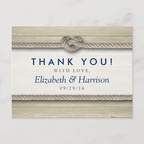 Tying The Knot Rustic Beach Wedding Thank You Postcard