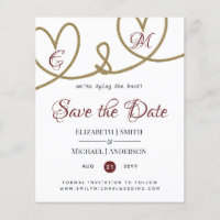 Tying the Knot Save The Date Modern Burgundy Red