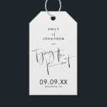 Tying the Knot Script Black White Save the Date Gift Tags<br><div class="desc">Invite your guests to save your wedding date with this stylish typographical design with an elegant handwritten style script Tying the Knot across the middle. The word "and" in between your names is in a matching set script. The rest of the text can be easily personalised, which is in black...</div>