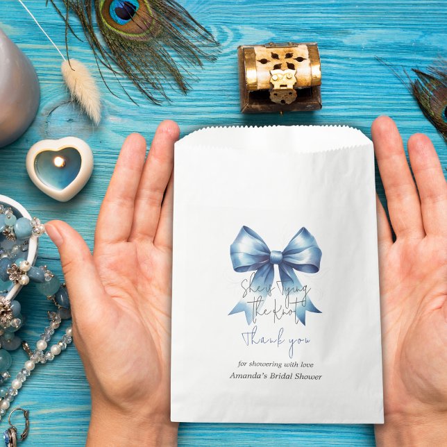 Tying the Knot Something Blue Bow Bridal Shower Favor Bag (Creator Uploaded)