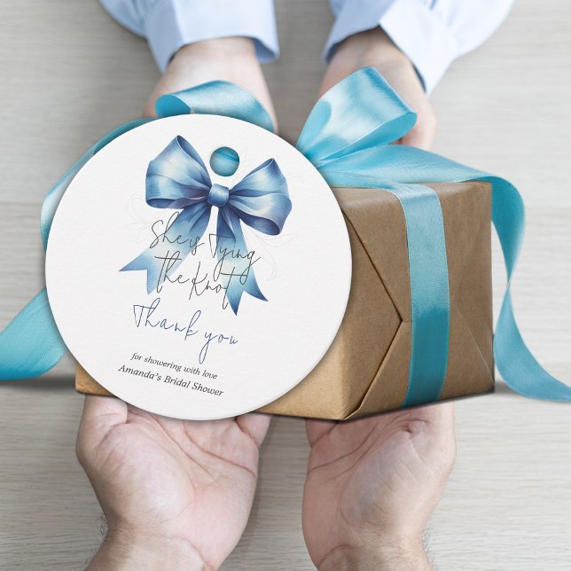 Tying the Knot Something Blue Bow Bridal Shower Favor Tags (Creator Uploaded)