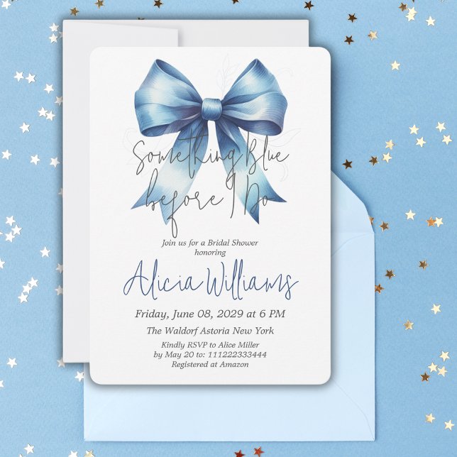 Tying the Knot Something Blue Bow Bridal Shower Invitation (Creator Uploaded)