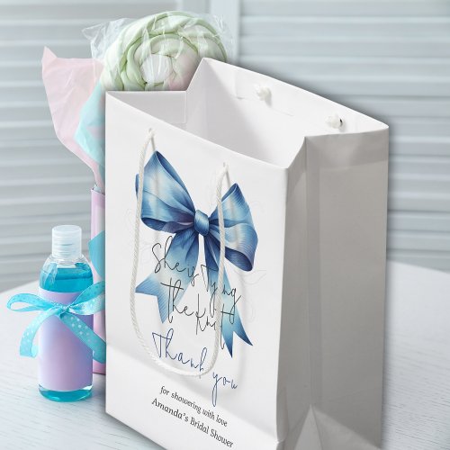 Tying the Knot Something Blue Bow Bridal Shower Medium Gift Bag