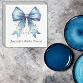 thumbnail image 2 of Blue Bow Bridal Shower Brunch With The Bride Cocktail, Luncheon Or Dinner Napkins Set Of 25 2 of 11