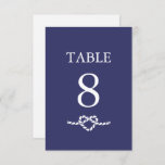 Tying The Knot | Table Card<br><div class="desc">This table card features a white,  loosely knotted rope making the shape of a heart. Background color and text fields can be customized to your liking.</div>