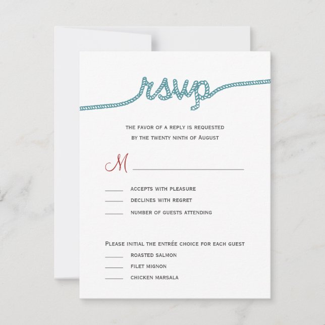 Tying The Knot Wedding RSVP cards (Front)