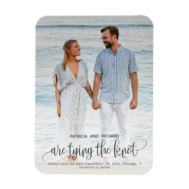 Tying The Knot Wedding Save The  Date Photo Magnet (Vertical)