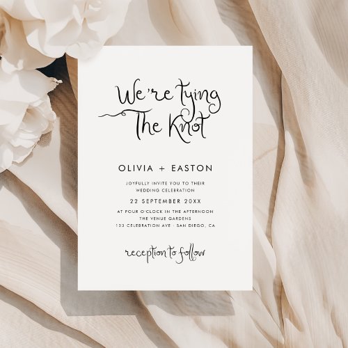 Tying the Knot Whimsical Handwritten Wedding Invitation