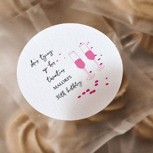 Tying Up Her Twenties Pink Champagne 30th Birthday Classic Round Sticker