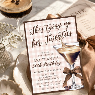 Tying Up My 20s Espresso Martini 30th Birthday Invitation