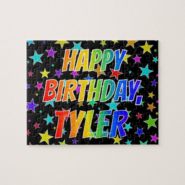"TYLER" First Name, Fun "HAPPY BIRTHDAY" Jigsaw Puzzle (Horizontal)