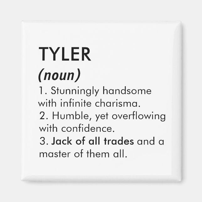 Tyler name, Editable name, Custom name Magnet (Front)