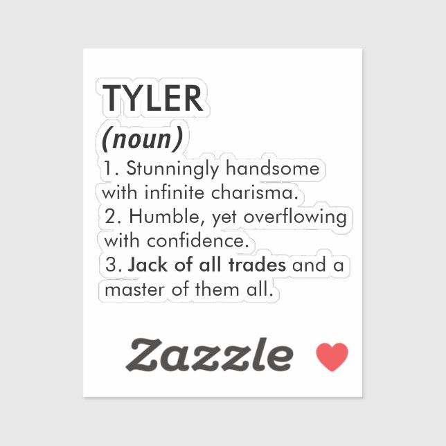 Tyler name, Editable name, Custom name Sticker (Sheet)