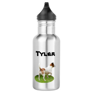 Tyler Name With Fox Terriers, Water Bottle