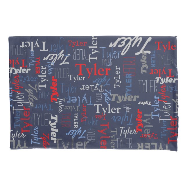 Tyler personalized name red blue gray  pillow case (Front)