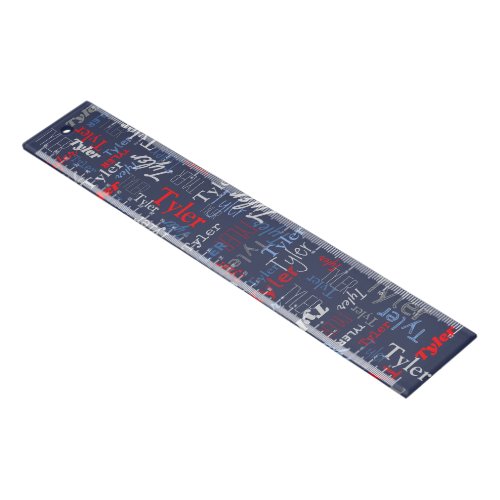 Tyler personalized name red blue gray  ruler