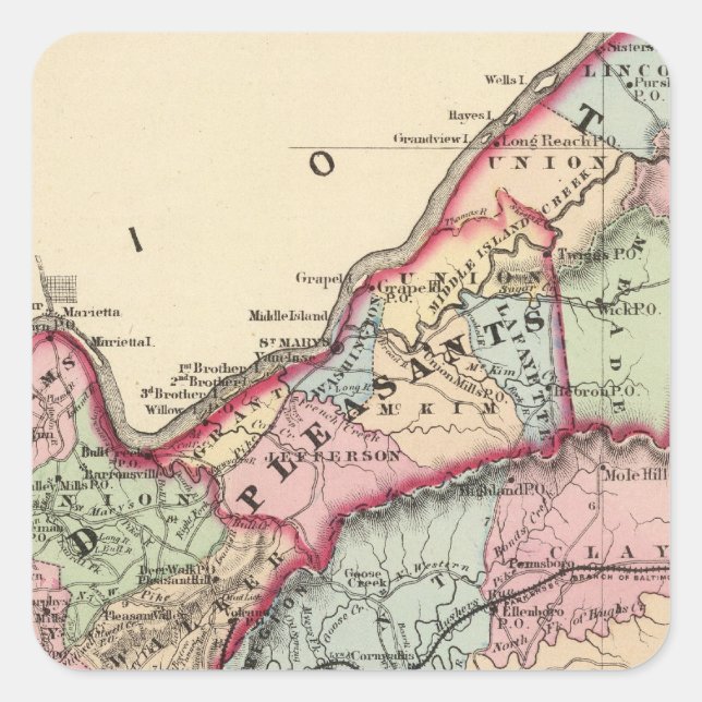 Tyler, Ritchie, Pleasants, Wood, Wirt counties Square Sticker (Front)