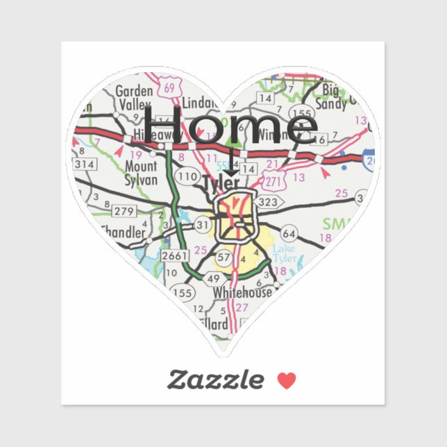 Tyler Texas Home Map Sticker (Sheet)