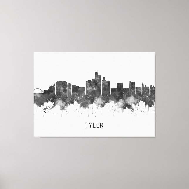 Tyler Texas Skyline BW Canvas Print (Front)