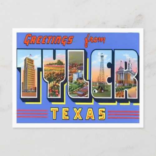 Tyler Texas Vintage Big Letters Postcard