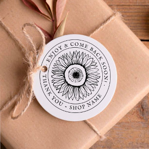 tylish Vintage Sunflower Small Business Rubber Stamp