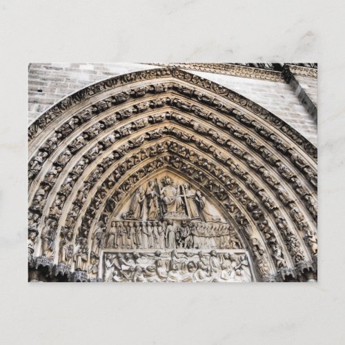 Tympanum of the Last Judgment Notre Dame De Paris Postcard