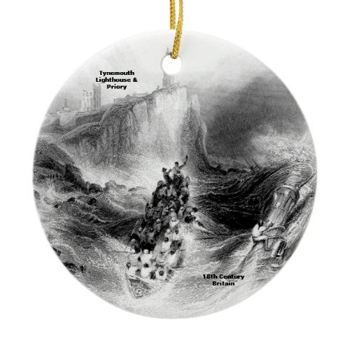 Tynemouth Lighthouse and Harbor Ceramic Ornament