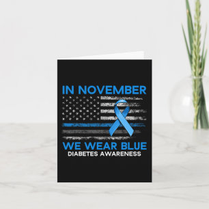 Type 1 Diabetes Awareness American US Flag Blue Ri Card