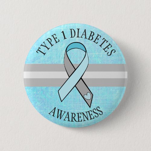 Type 1 Diabetes Awareness Blue Gray Button