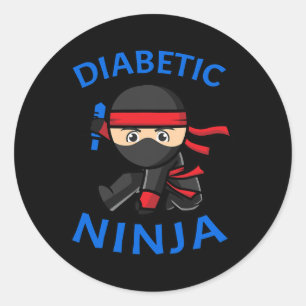 Type-1 Diabetes Awareness Diabetic Ninja T1D Kids Classic Round Sticker