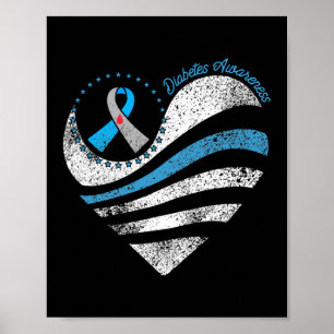 Type 1 Diabetes Awareness Heart Ribbon Poster