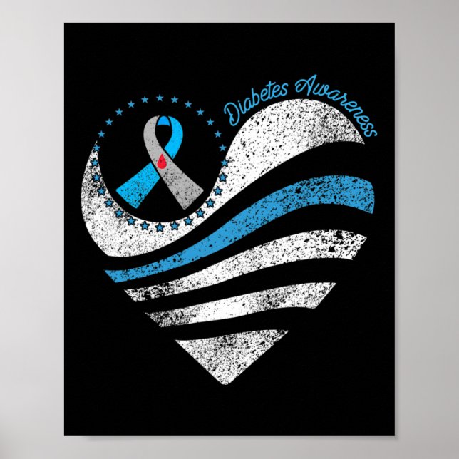 Type 1 Diabetes Awareness Heart Ribbon  Poster (Front)