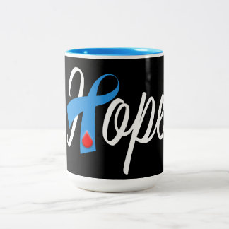 Type 1 Diabetes Awareness Hope Blue Ribbon Two-Tone Coffee Mug