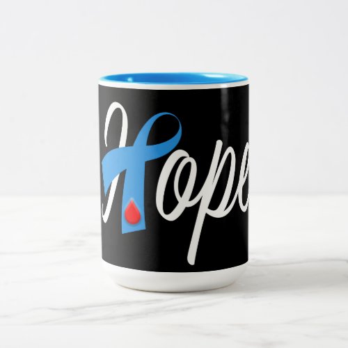 Type 1 Diabetes Awareness Hope Blue Ribbon Two_Tone Coffee Mug