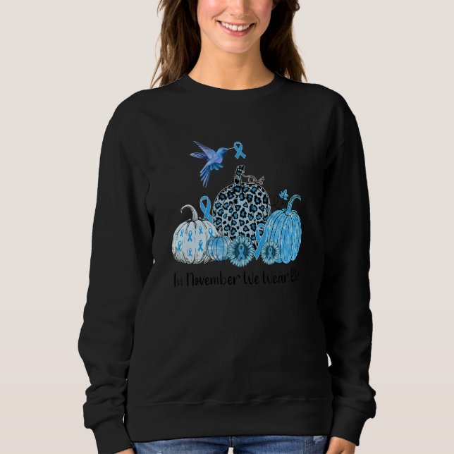 Type 1 Diabetes Awareness Hummingbird Blue Ribbon  Sweatshirt (Front)