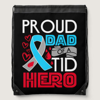 Type 1 Diabetes Awareness Proud Dad T1D Hero Drawstring Bag