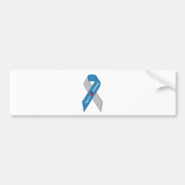 Type 1 Diabetes Awareness Ribbon Bumper Sticker (Front)