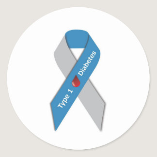 Type 1 Diabetes Awareness Ribbon Classic Round Sticker