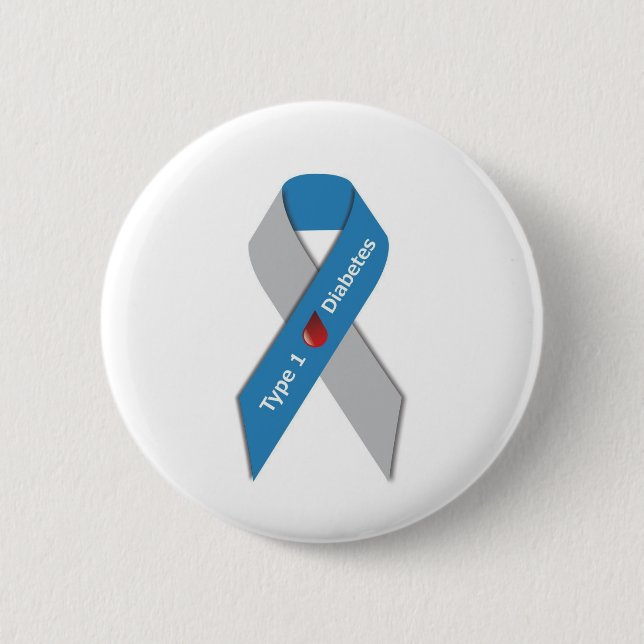Type 1 Diabetes Awareness Ribbon Pinback Button (Front)