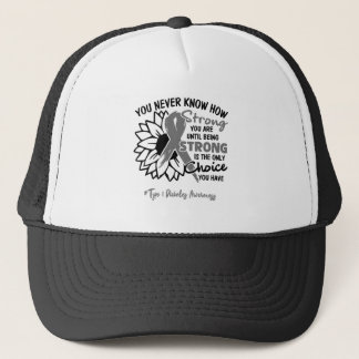 Type 1 Diabetes Awareness Ribbon Support Gifts Trucker Hat